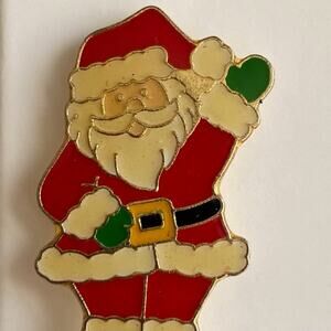 Cloisonne Style Enameled Santa Lapel Pin - Vintage